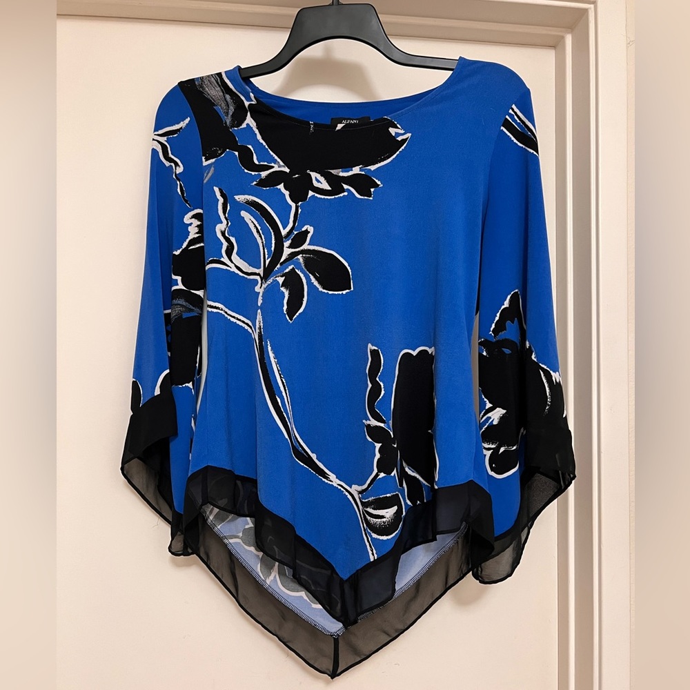 Alfani Printed Asymmetrical-Hem Top